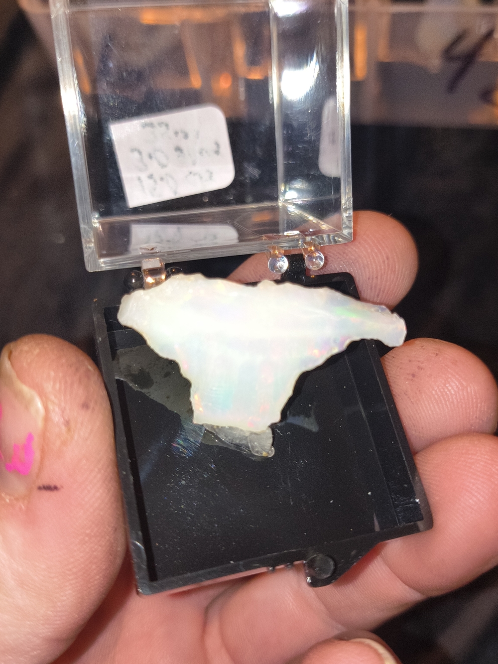 Raw Opal Specimen - Iridescent White Play-of-Color